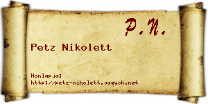 Petz Nikolett névjegykártya
